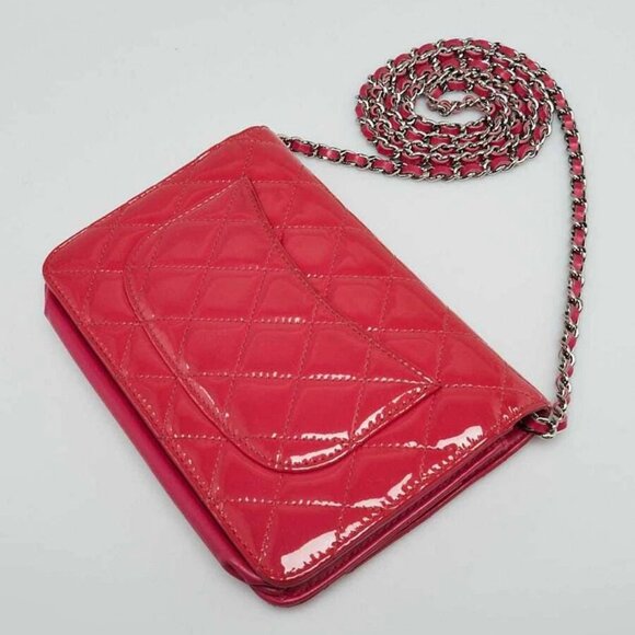 Chanel Pink Quilted Patent Leather Classic WOC Clutch Bag - Picture 3 of 12